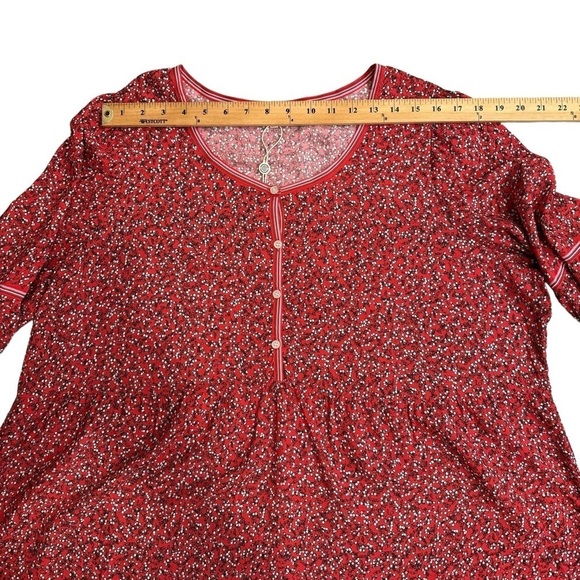 Max Studio Red Cherry Print Boho Balloon Long Sleeve Blouse. Size 2X - Picture 3 of 12